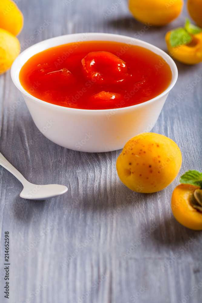 apricot jam fruit fresh wooden background apricot jam fruit fresh wooden background
