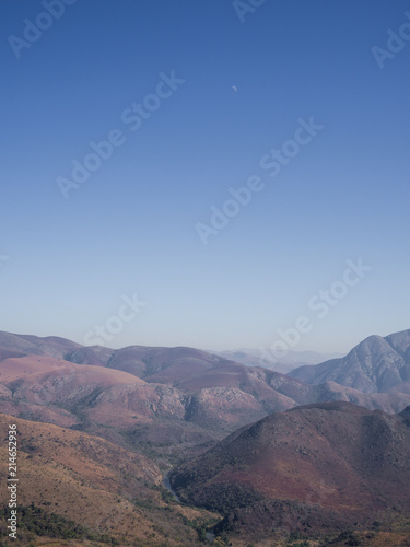 Scenic view of mountains, Malolotja River and dry landscape of Malolotja Nature Reserve, Swaziland, Southern Africa