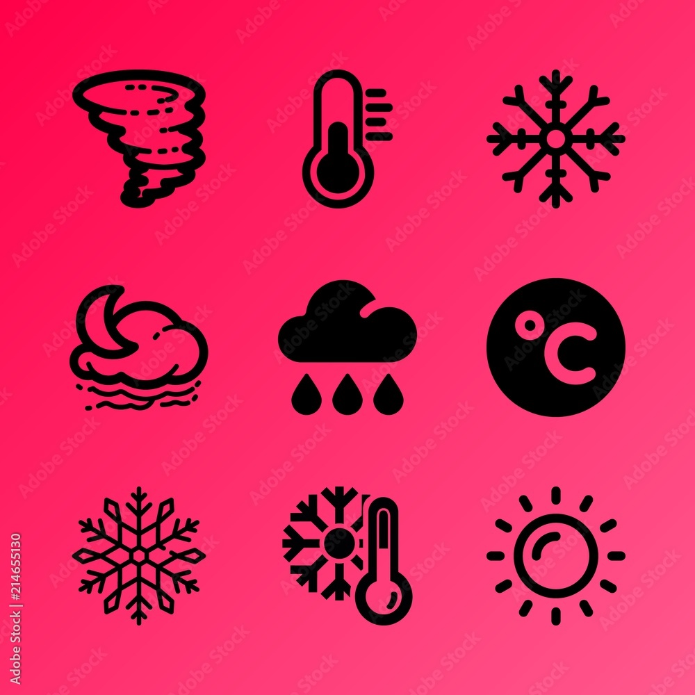 Vector icon set about weather with 9 icons related to lush, outdoor, thermometer, whirlwind, catastrophe, outdoors, window, forecast, scenic and speed Vector icon set about weather with 9 icons related to lush, outdoor, thermometer, whirlwind, catastrophe, outdoors, window, forecast, scenic and speed