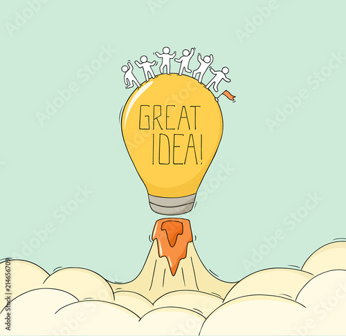 Doodle cute scene about leadership and creativity