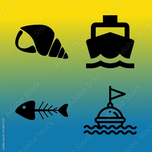 Vector icon set  about sea with 4 icons related to lifebuoy, rich, isolated, sos and shape