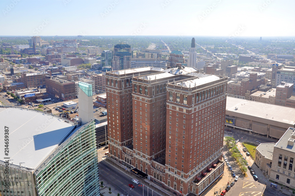 Obraz premium Buffalo City aerial view from the top of the City Hall in downtown Buffalo, New York, USA.