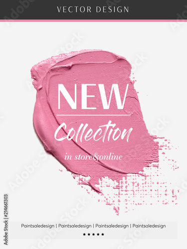 New Collection shop sale sign over art brush paint texture stroke vector illustration. Paint design for creative ideas.