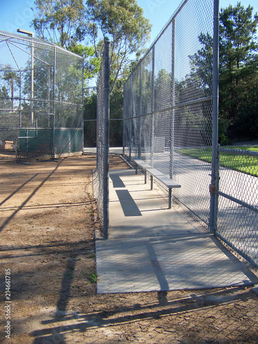 Empty Dugout near Ballfield