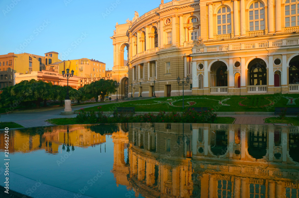 View of the Opera and Ballet Theater in Odessa, Ukraine.