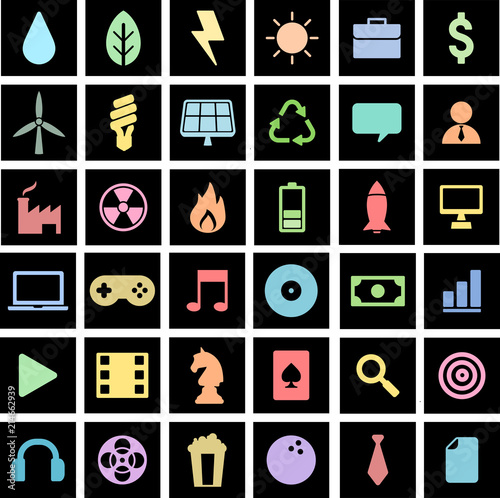 set de iconos diferentes colores para negocios y empresas