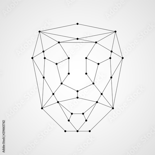 Facial recognition system concept. Vector illustration of human 