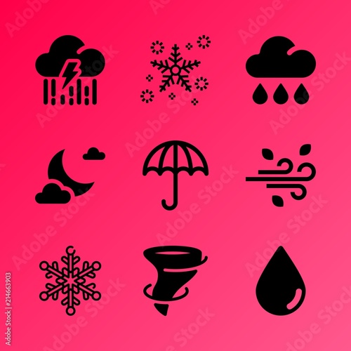 Vector icon set about weather with 9 icons related to earth  summer  environment  shower  skyline  damage  caribbean  traditional  application and planet