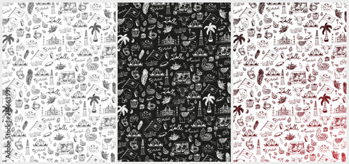 Set of India travel backgrounds with indian Hand drawn doodles. Vector illustration.