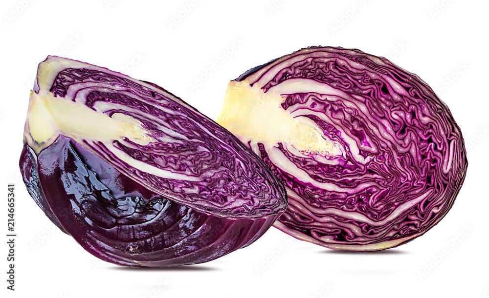 Fototapeta premium Fresh red cabbage isolated on white background with clipping path