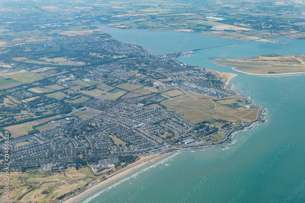 Aerial view of rural scene and Malahide city Aerial view of rural scene and Malahide city