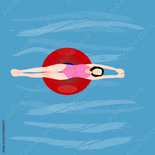 lovely lady on life ring vector design