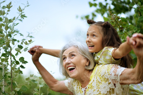 Portrait of grandmother and granddaughter