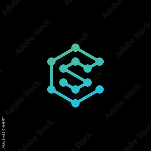 cs letter sc initial logo tech connection network vector icon