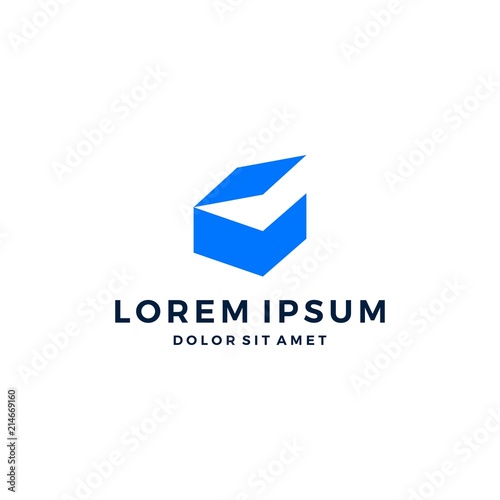 open box unboxing logo line art outline monoline