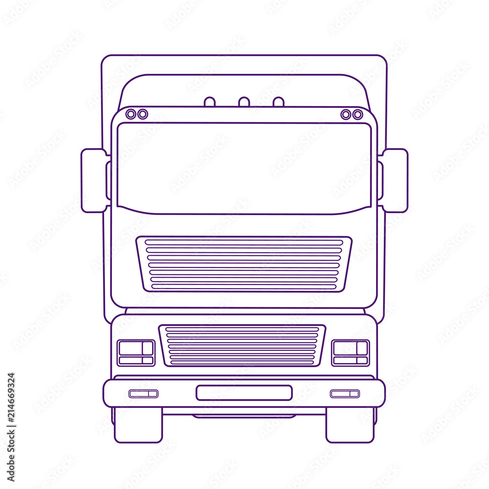 Lorry car front view. Truck for transportation various objects. Vector linear illustration. Lorry car front view. Truck for transportation various objects. Vector linear illustration.