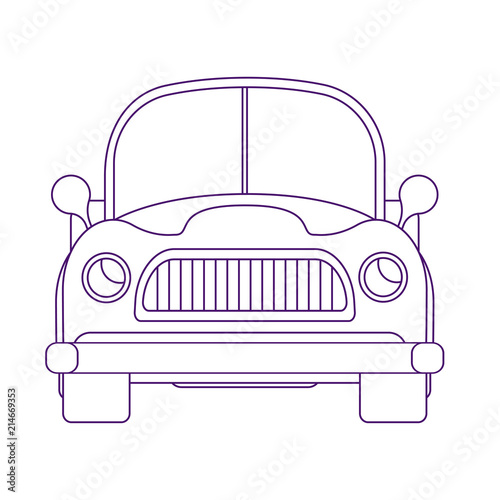 Old truck car. Retro hot rod. Farm pick up truck. Front view vector illustration.