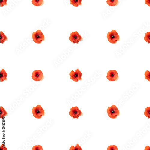repeating Pattern of Red Poppies