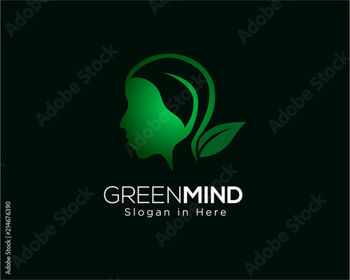 Green mind logo, eco mind logo, mind tree logo, green therapist logo, Green knowledge,
