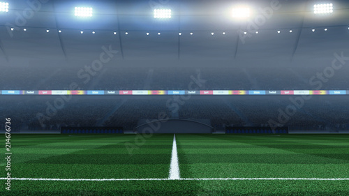 3D render professional soccer stadium background with crowd