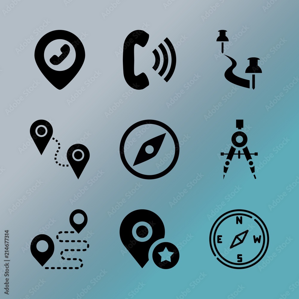 Vector icon set about location with 9 icons related to email, object, communication, screen, girl, emblem, handset, equipment, shape and location Vector icon set about location with 9 icons related to email, object, communication, screen, girl, emblem, handset, equipment, shape and location