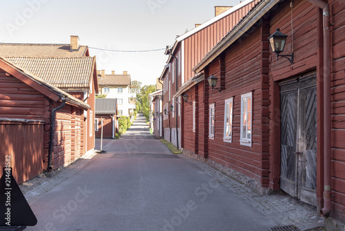Red timbered houses in Sater in Sweden © JazzaInDigi