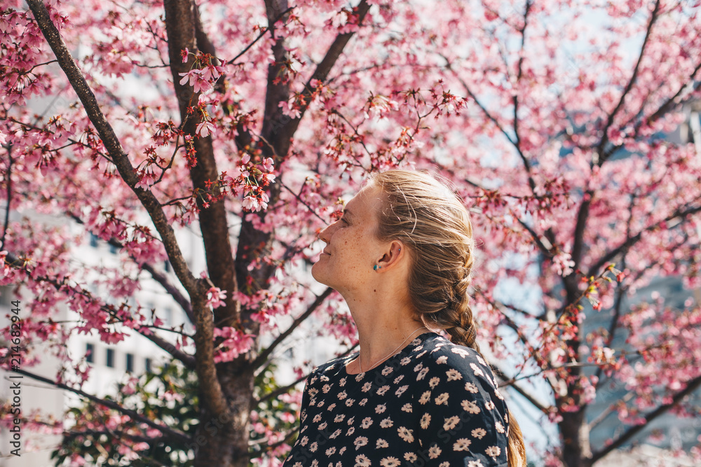Young Woman with a Cherry Blossom Tree Young Woman with a Cherry Blossom Tree
