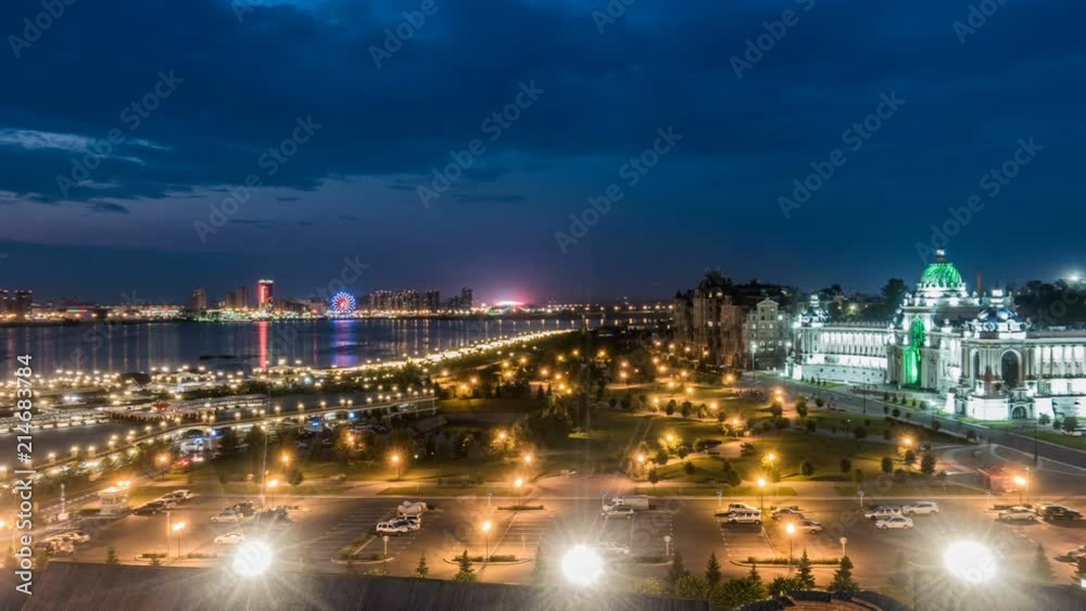 Russia, Republic of Tatarstan, Kazan, time laps, evening city