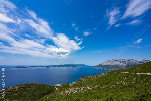 The view of the Adriatic sea and Korcula island from the Peljesac