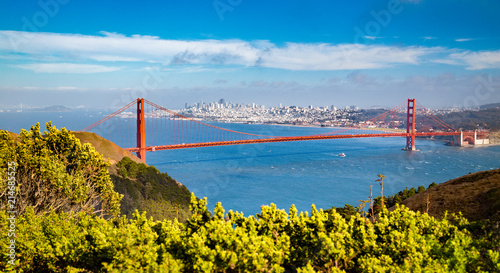 Golden Gate Bridge with San Francisco skyline in summer, California, USA