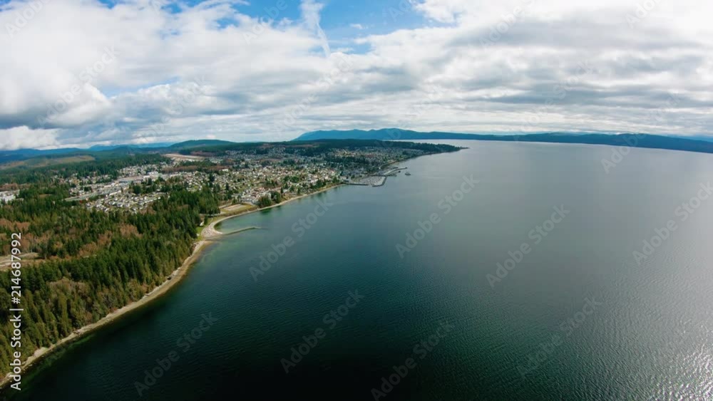Powell River Historic District Sunshine Coast BC Canada Aerial View Powell River Historic District Sunshine Coast BC Canada Aerial View