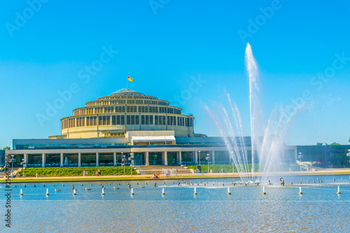 Wroclaw multimedia fountain in front of the Stulecia hall, Poland