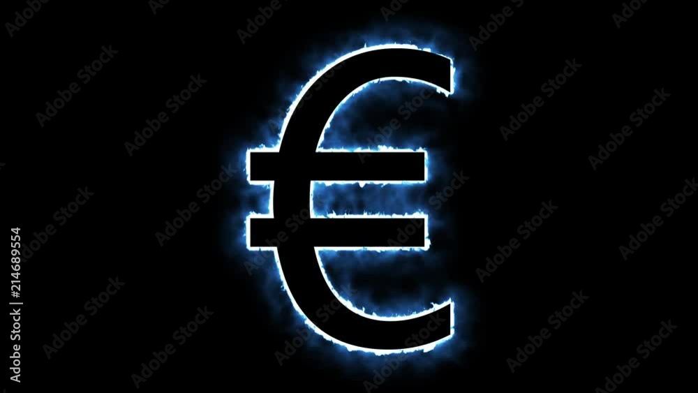 Flaming euro sign appearing motion background blue Flaming euro sign appearing motion background blue