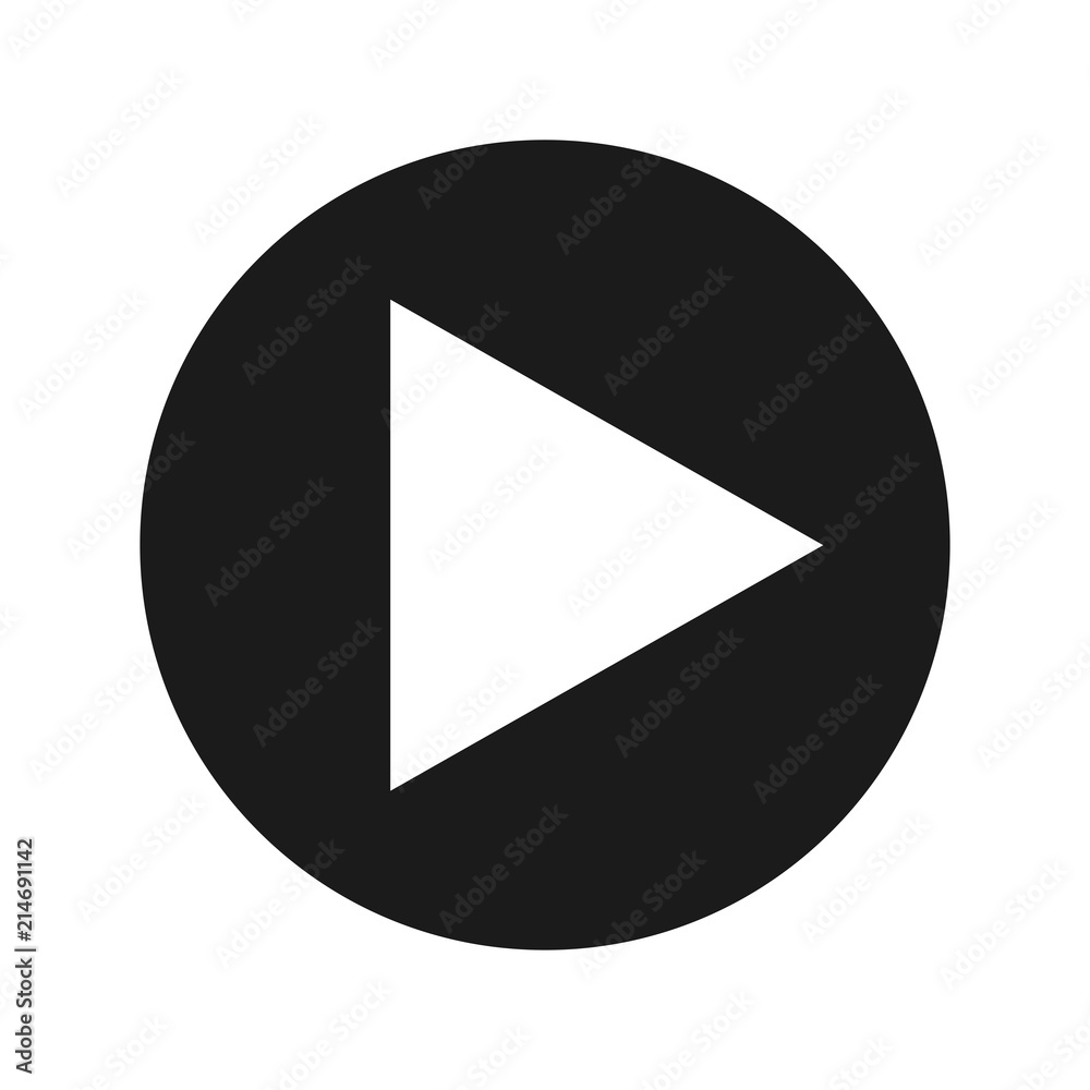 Play Icon Flat Black Round Button Vector Illustration Play Icon Flat Black Round Button Vector Illustration