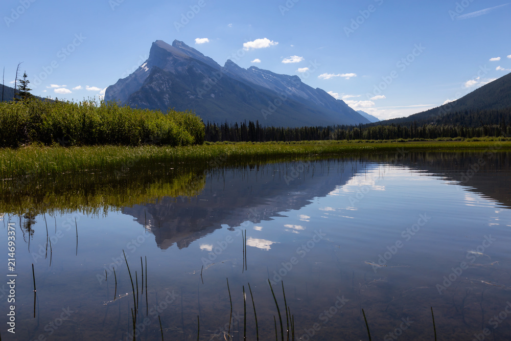 Vermilion Lakes during a vibrant sunny summer day. Taken in Banff, Alberta, Canada.