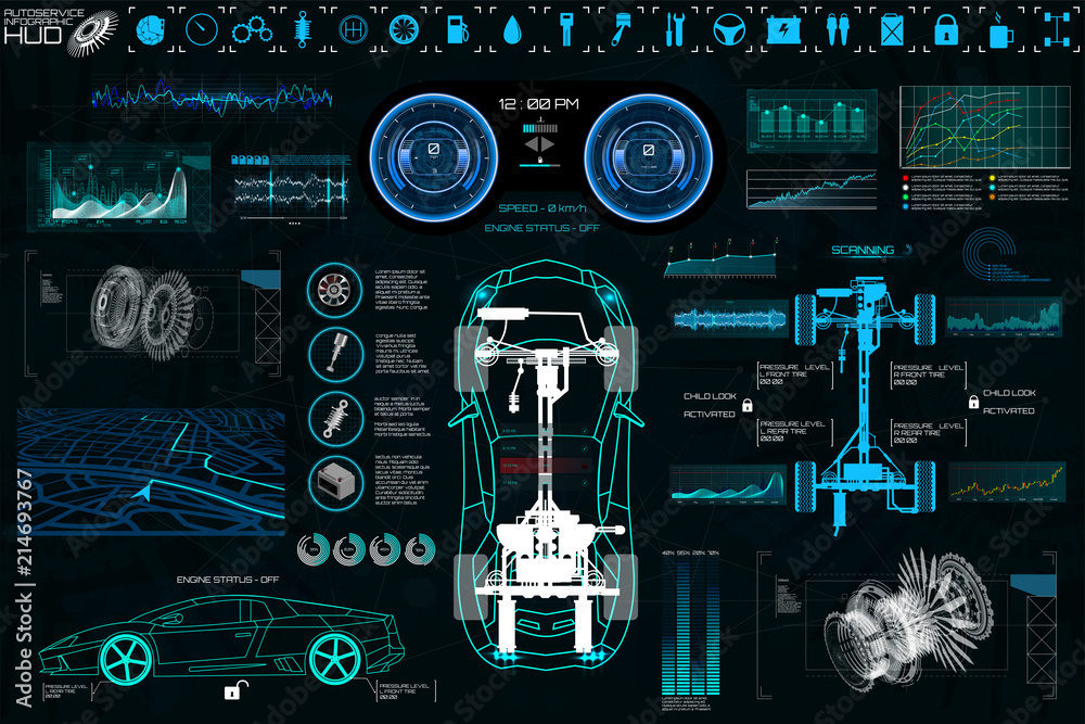 Diagnostic Auto Dans Le Style Hud Scan Automobile Dans L