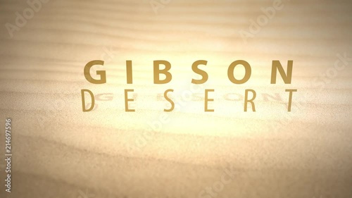 Sliding across warm animated Desert Dunes with text -  Gibson Desert photo