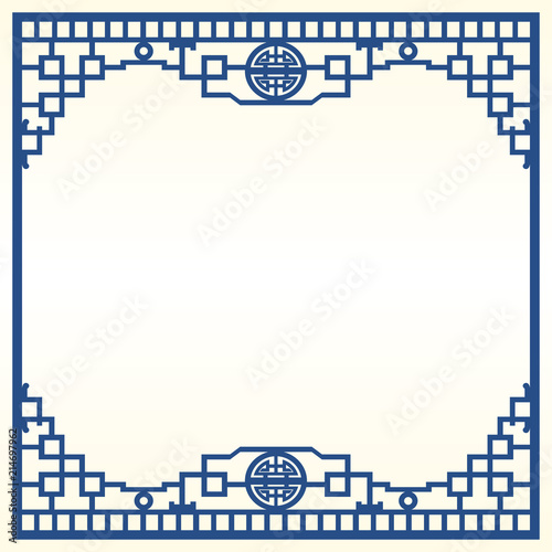 Traditional Chinese Blue Porcelain And White Jade Colors Background, The Fretwork Window Frame 