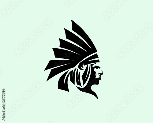 black head indian art logo