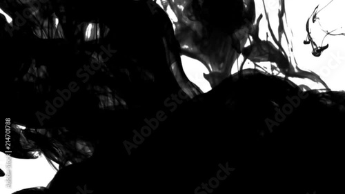 Black ink in water for video transition wipe