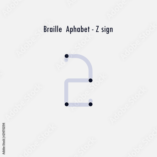 Creative english version of Braille alphabet design element.Braille alphabet letters.Classic emblem.Elegant dynamic alphabet letters.Flat web design icon.Vector illustration.