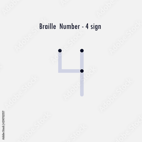 Creative english version of Braille number design element.Braille numbers.Alphabet letters.Classic emblem.Elegant dynamic alphabet letters.Flat web design icon.Vector illustration.