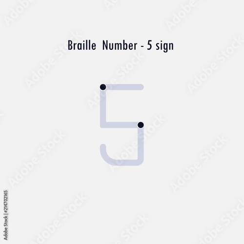 Creative english version of Braille number design element.Braille numbers.Alphabet letters.Classic emblem.Elegant dynamic alphabet letters.Flat web design icon.Vector illustration.