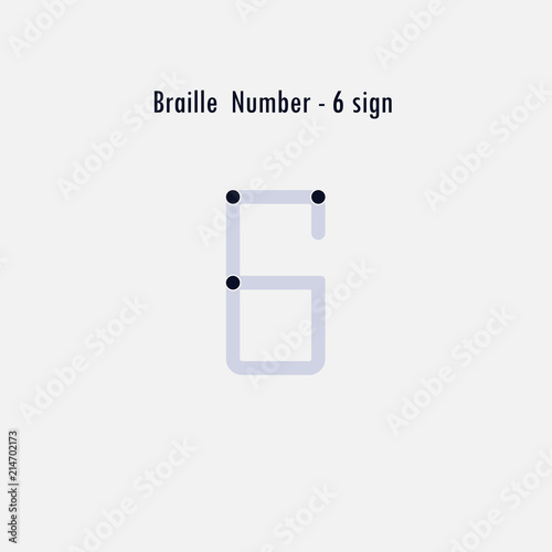 Creative english version of Braille number design element.Braille numbers.Alphabet letters.Classic emblem.Elegant dynamic alphabet letters.Flat web design icon.Vector illustration.