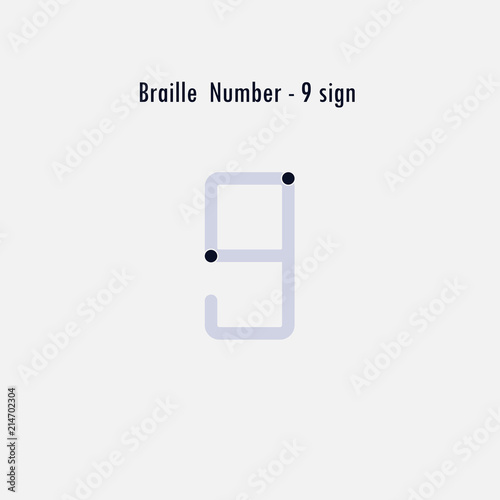 Creative english version of Braille number design element.Braille numbers.Alphabet letters.Classic emblem.Elegant dynamic alphabet letters.Flat web design icon.Vector illustration.