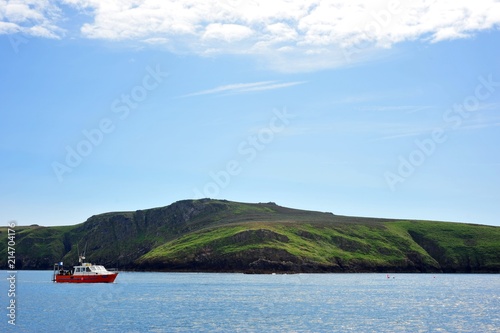 Dive boat off Skomer Island, Pembrokeshire