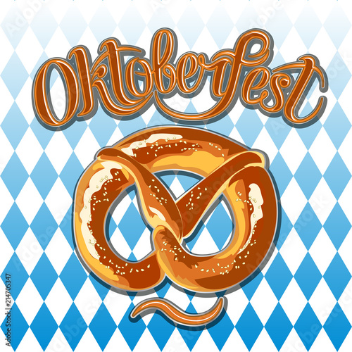 Oktoberfest Celebration Background with Pretzel and the flag of Bavaria