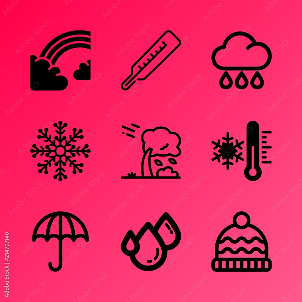 Vector icon set about weather with 9 icons related to texture, orange, yellow, backdrop, wave, christmas, sun, comfortable, cloudscape and ski Vector icon set about weather with 9 icons related to texture, orange, yellow, backdrop, wave, christmas, sun, comfortable, cloudscape and ski