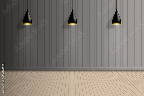 Blank space of interior design with ceiling lamp, Vector, Illustration