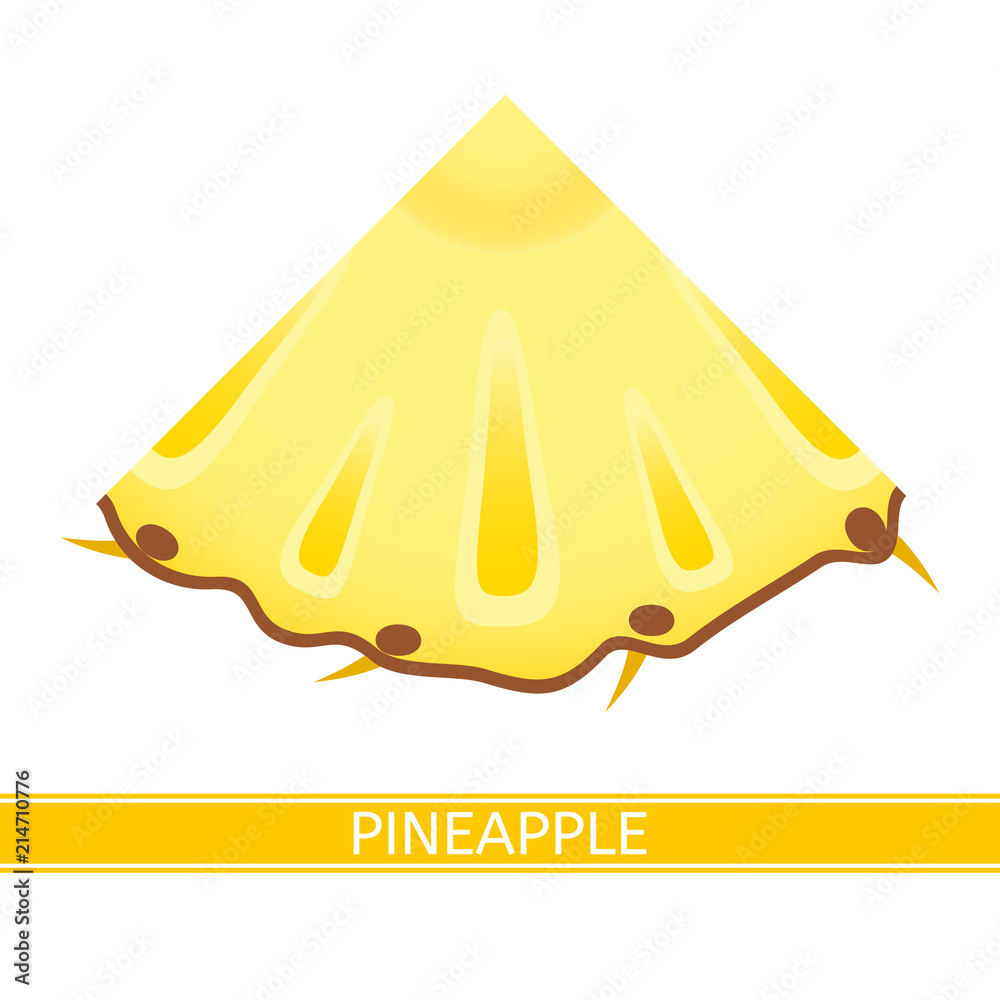Vector illustration of pineapple wedge isolated on white background